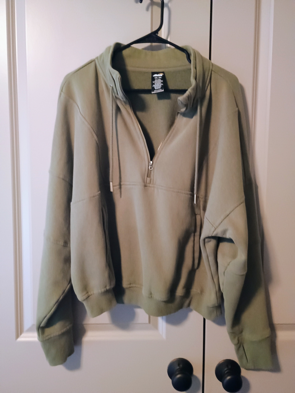 Avia Olive Green Half-Zip Hoodie Sweatshirt